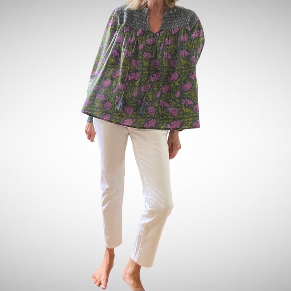 Rachel Zoe Cotton-Print Blouse XS